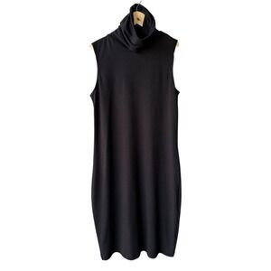 Old Navy Midi Dress Black Sleeveless Turtleneck Bodycon Business Preppy Size XS